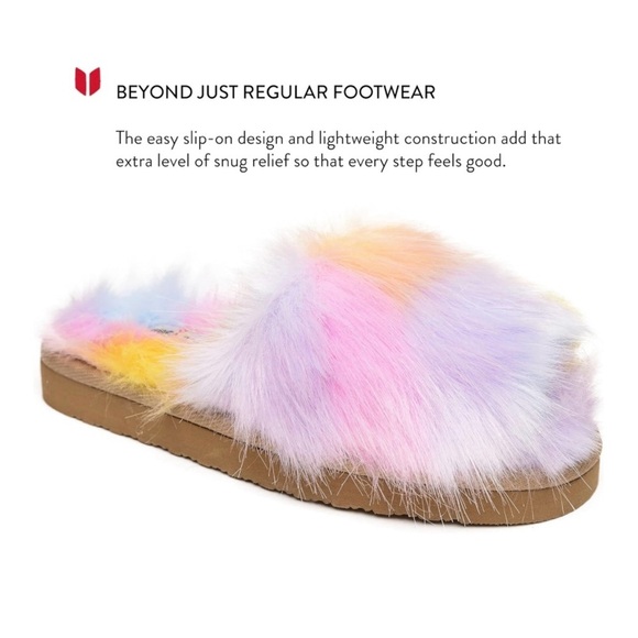 Minnetonka Lyla Slipper Rainbow Fuzzy Unicorn NEW - Picture 6 of 15